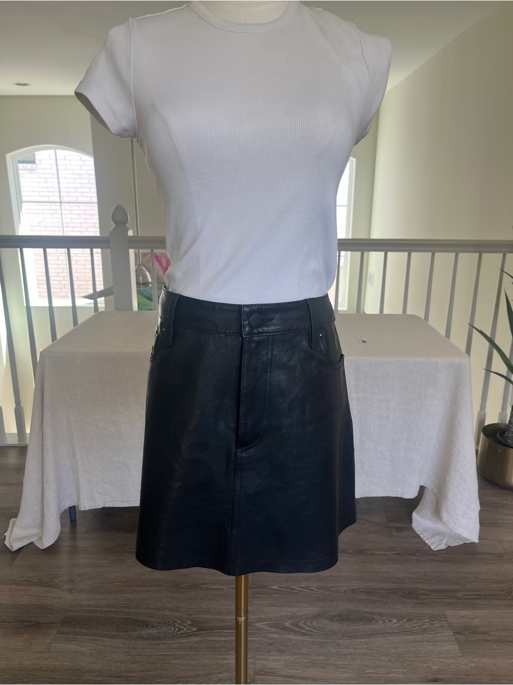 Alice + Olivia Black Leather Mini Skirt